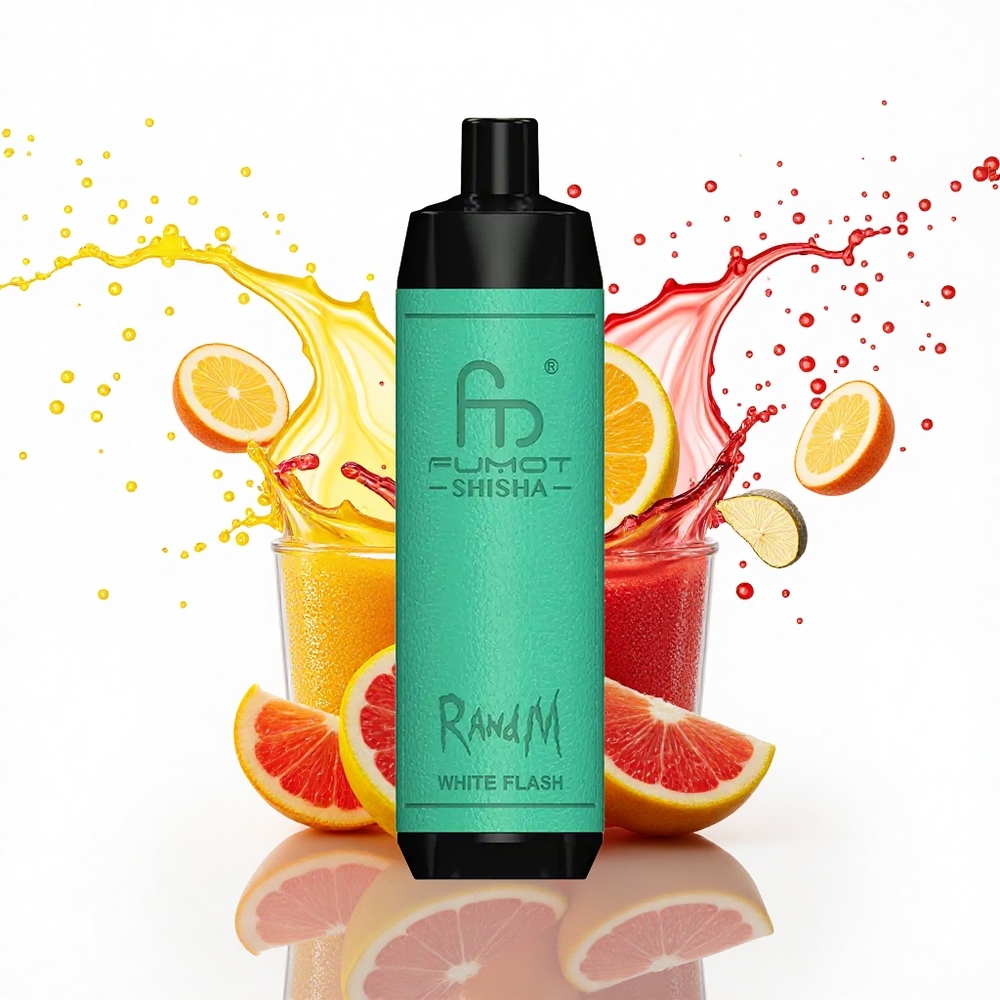 RandM Fumot Shisha 10000 Puffs Baltasis Žybsnis su 0,5% nikotino ir 850 mAh