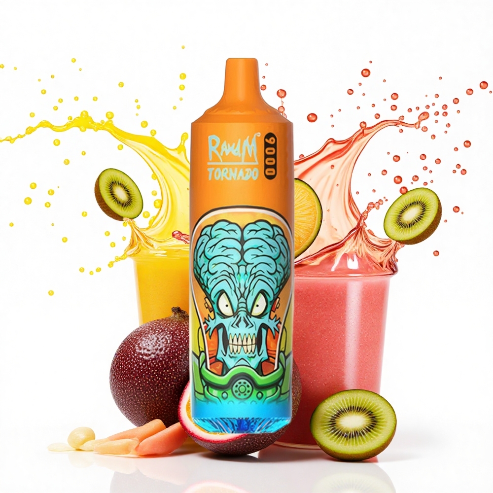 RandM Fumot Tornado 9000 Puffs Kiwi Marakuojų Gvajava su 18 ml Skysčio ir 850 mAh Baterija