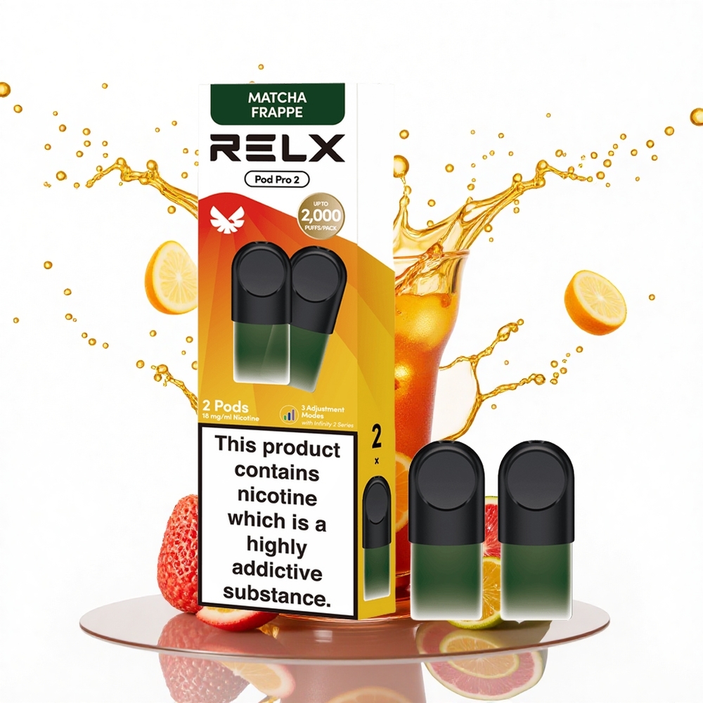 Relx Pod Pro 2 Vape Device Arbatų-Matcha Frappė Arbata 18mg/ml nikotino, 1,9ml talpos, 3 įtampos reguliavimo režimai