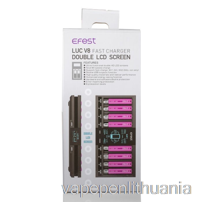 Efest Luc V8 Dvigubas LCD Ekranas Greitas Akumuliatoriaus įkroviklis Vape Liquid