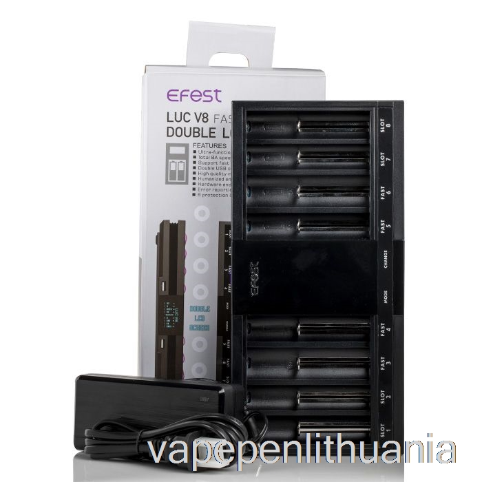 Efest Luc V8 Dvigubas LCD Ekranas Greitas Akumuliatoriaus įkroviklis Vape Liquid