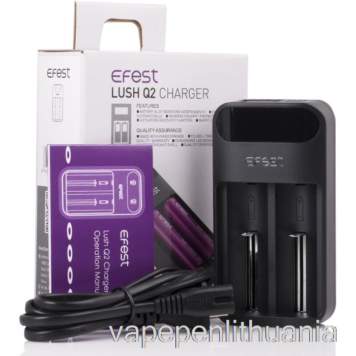 Efest Lush Q2 2 Skyrių Išmanusis LED Akumuliatoriaus įkroviklis Vape Skystis