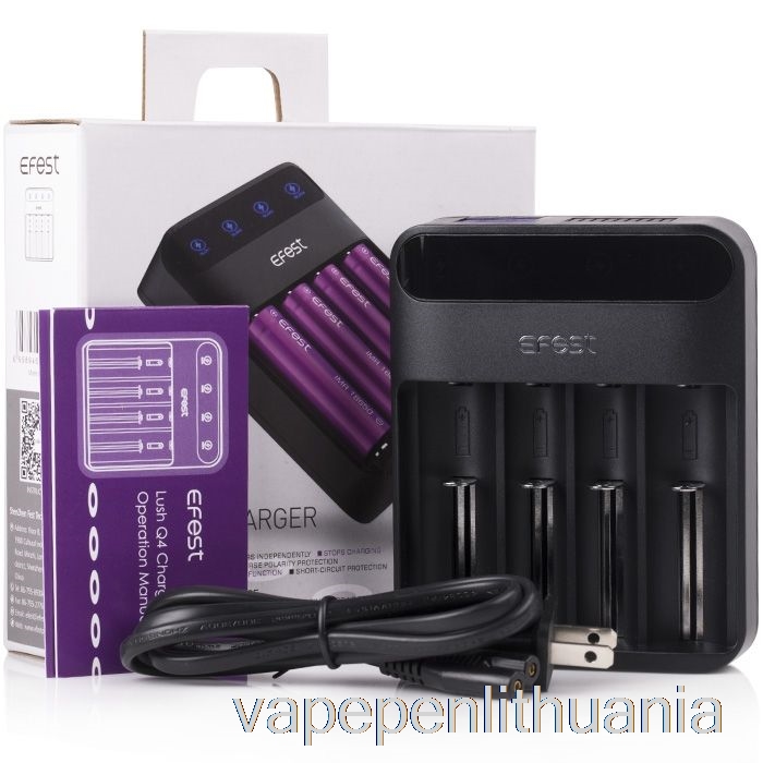 Efest Lush Q4 4 Skyrių Išmanusis LED Akumuliatoriaus įkroviklis Vape Skystis