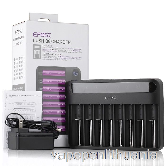 Efest Lush Q8 8 Bay Išmanusis Akumuliatoriaus įkroviklis Vape Liquid