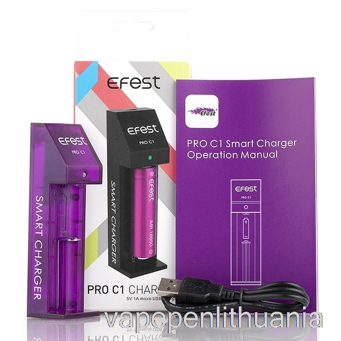 Efest Pro C1 1-bay Išmanusis Akumuliatoriaus įkroviklis Vape Skystis