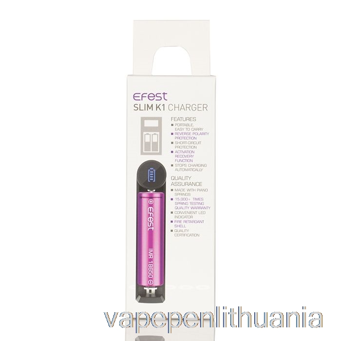 Efest Slim K1 Vieno Lizdo Akumuliatoriaus įkroviklis Vape Skystis