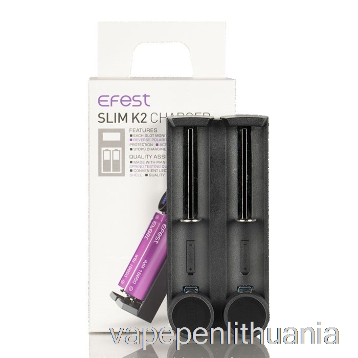 Efest Slim K2 Dviejų Lizdų Akumuliatoriaus įkroviklis Vape Skystis