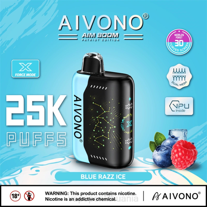 Aivono AIM BOOM 25 000 mėlynas razz ledas D060345 - Vape Skystis