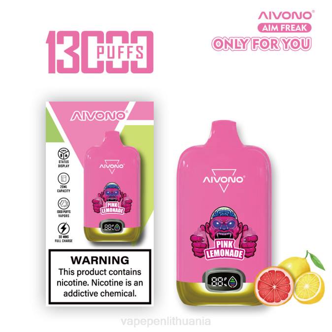 Aivono AIM FREAK 13 000 rožinis limonadas D060249 - Vape Pen