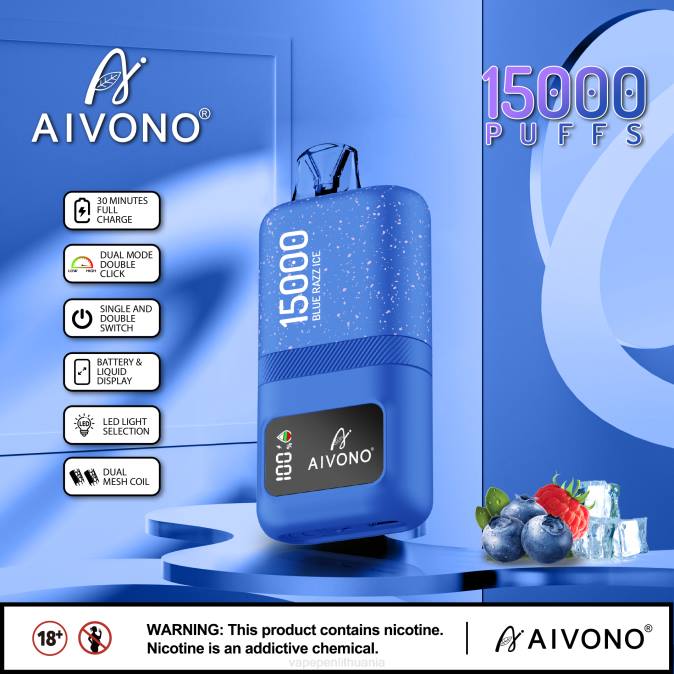 Aivono AIM magic 15 000 mėlynas razz ledas D06064 - Vape Pen