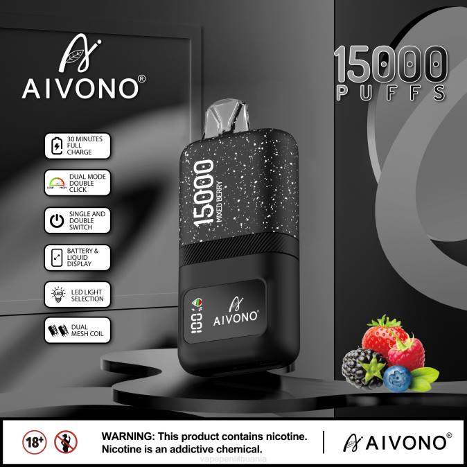 Aivono AIM magic 15 000 mišrios uogos D06067 - Vape Mod