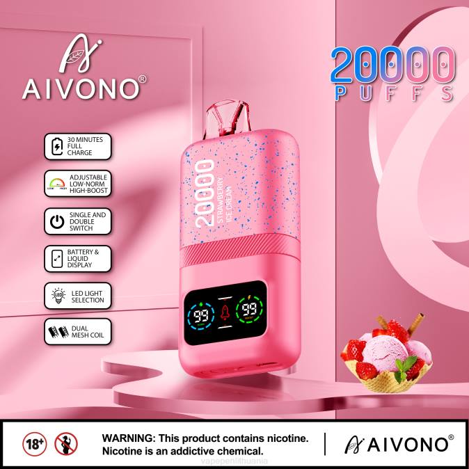 Aivono AIM magic 20 000 braškių ledų D06080 - Vape Skystis