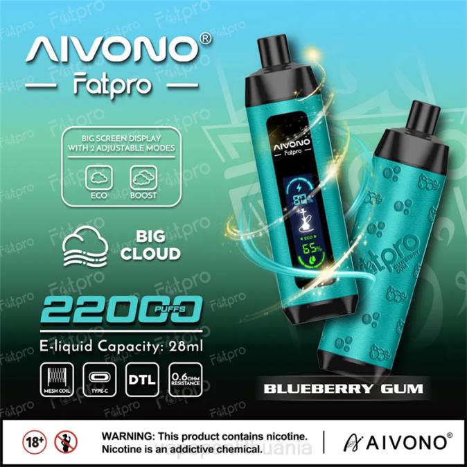 Aivono Fatpro 22000 mėlynių guma D0609 - Vape Pen