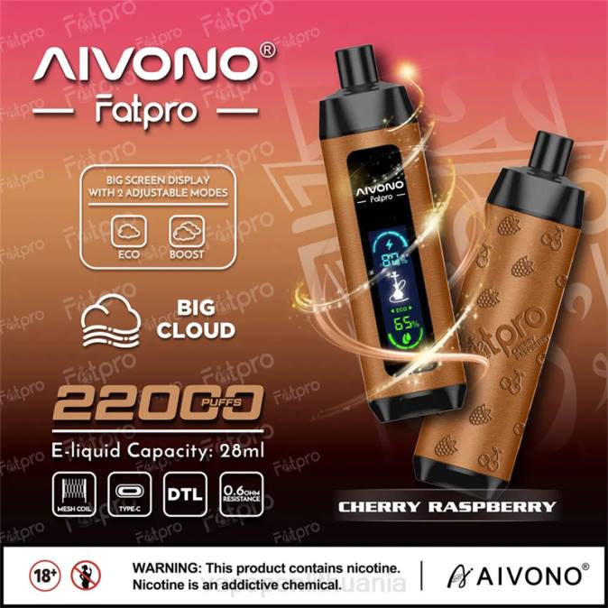 Aivono Fatpro 22000 vyšninė avietė D0604 - Vape Pen