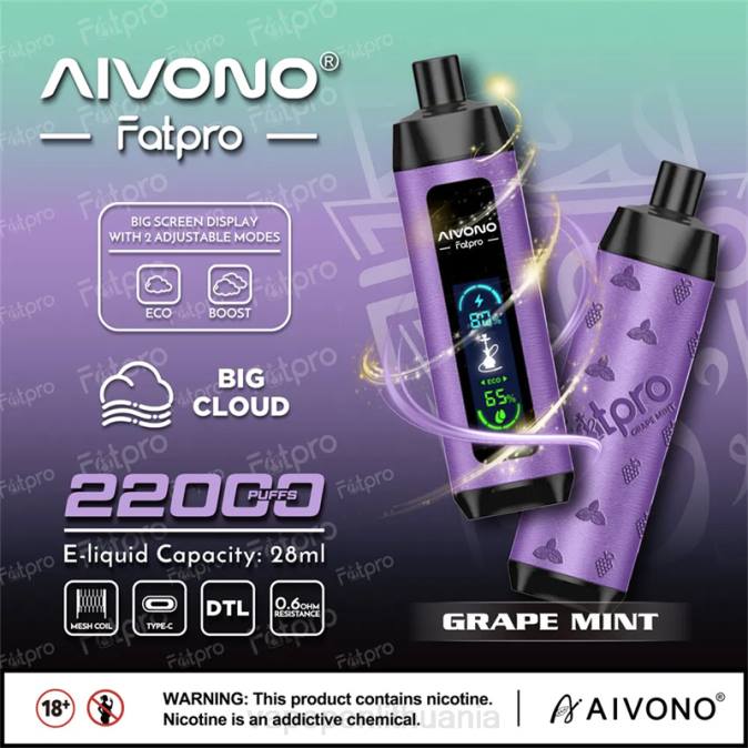 Aivono Fatpro 22000 vynuogių mėtų D0602 - Vape Mod