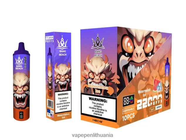 Bang Beach 22000 pūtimų išmanusis ekranas arbūzų ledas 4PX0P222 - Vape Mod