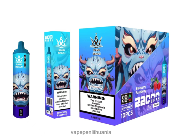 Bang Beach 22000 pūtimų išmanusis ekranas mėlynių aviečių 4PX0P214 - Vape Pen