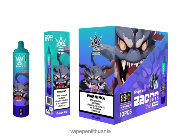 Bang Beach 22000 pūtimų išmanusis ekranas vynuogių ledas 4PX0P219 - Vape Pen