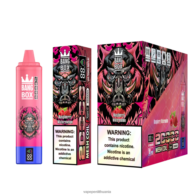 Bang Box 20 000 pūtimų išmanusis ekranas avietinis arbūzas 4PX0P253 - Vape Liquid