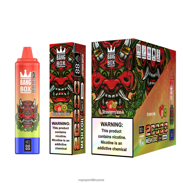 Bang Box 20 000 pūtimų išmanusis ekranas braškių kivi 4PX0P251 - Vape Lietuva
