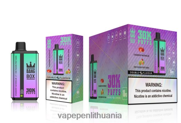 Bang Box 30 000 dvigubų skonių braškinis arbūzas ir kivi pasifloros gvajava 4PX0P270 - Vape Skystis
