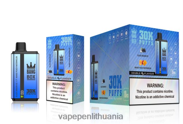 Bang Box 30 000 dvigubų skonių juodasis drakonas ledas ir mango persikų arbūzas 4PX0P271 - Vape Lietuva