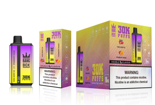 Bang Box 30 000 dvigubų skonių trijų uogų ledas ir braškių mangas 4PX0P267 - Vape Mod