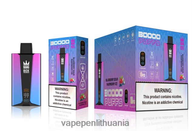 Bang Box 30 000 pūtimų išmanusis ekranas mėlynių rūgštus aviečių ledas 4PX0P281 - Vape Lietuva