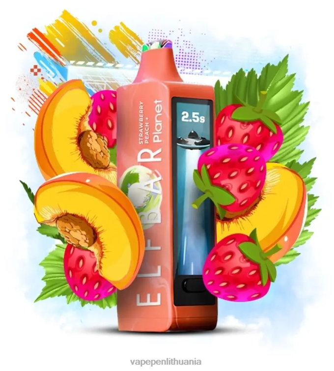 Elf Bar Planet 25 000 braškinis persikas 4DH0428 Vape Liquid