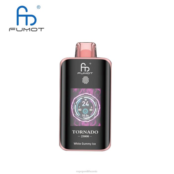 Fumot Tornado 25000 vienkartinių vape baltas guminis ledas B66B14 Vape Pen