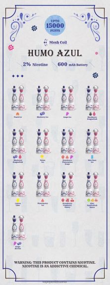 Humo Azul 15000 įkvėpimų 2% vienkartiniai 8TR08Z112 - Vape Mod