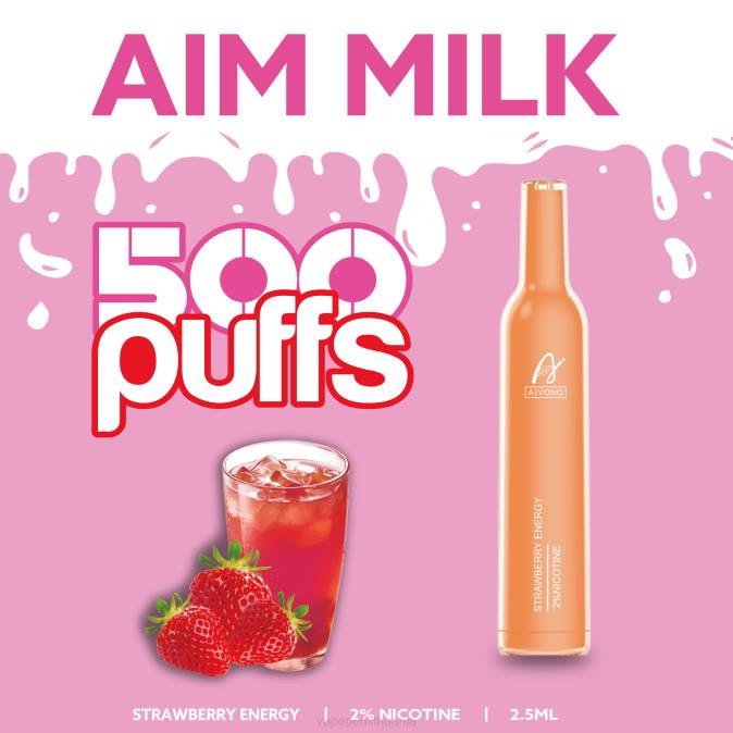 Aivono AIM MILK 500 braškių energija D060266 - Vape Lietuva