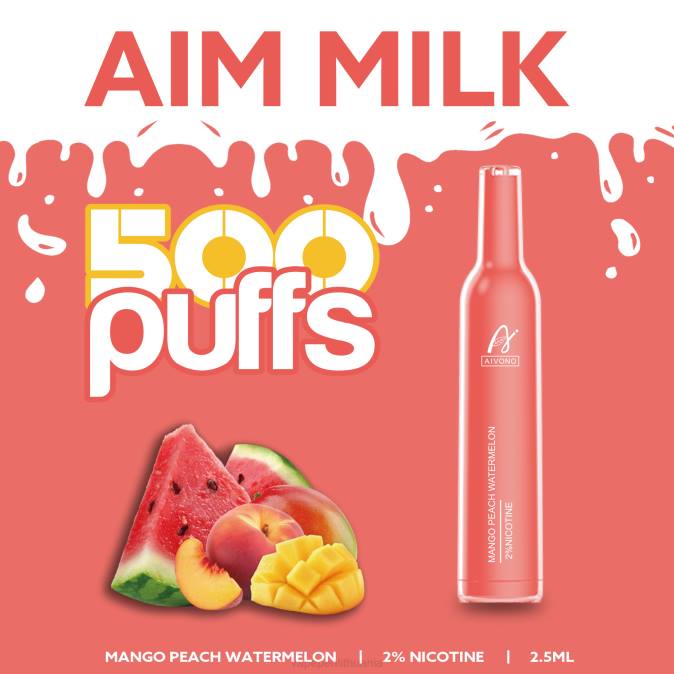 Aivono AIM MILK 500 mango persikų arbūzas D060268 - Vape Liquid