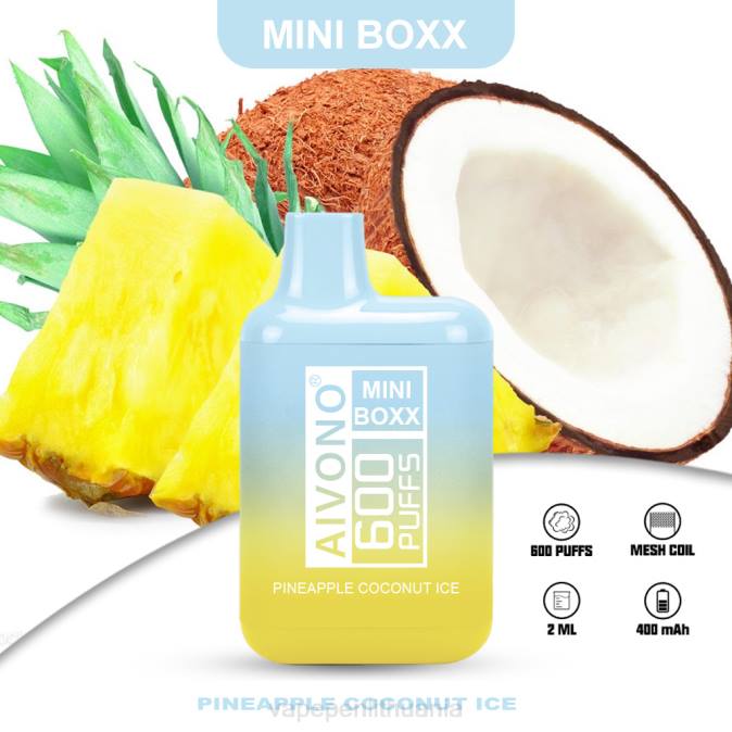 Aivono AIM MINI BOXX 600 ananasų kokoso ledas D060238 - Vape Liquid