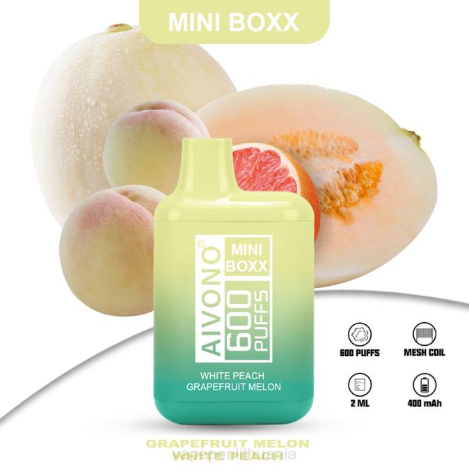 Aivono AIM MINI BOXX 600 baltas persikas greipfrutas melionas D060241 - Vape Lietuva