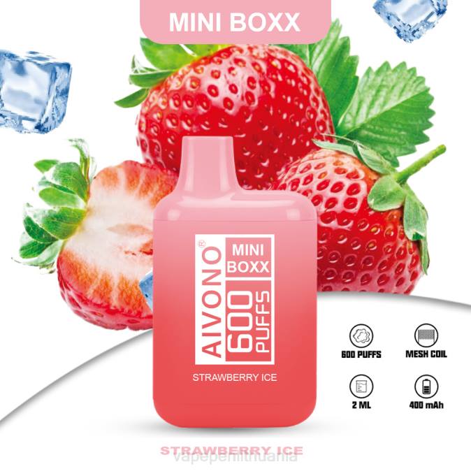 Aivono AIM MINI BOXX 600 braškių ledų D060236 - Vape Lietuva