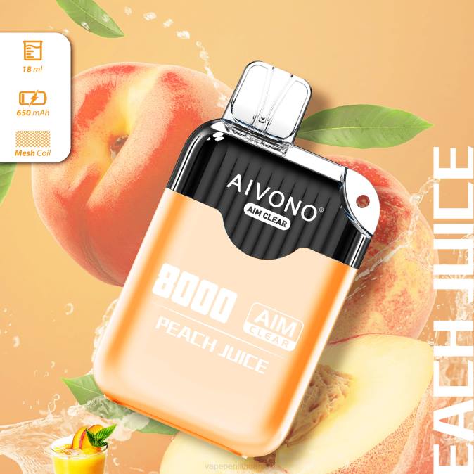 Aivono AIM CLEAR 8000 persikų sultys D060203 - Vape Liquid