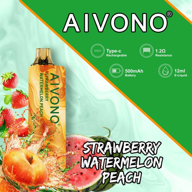 Aivono AIM GUN 7000 braškinis arbūzas persikas D060108 - Vape Liquid