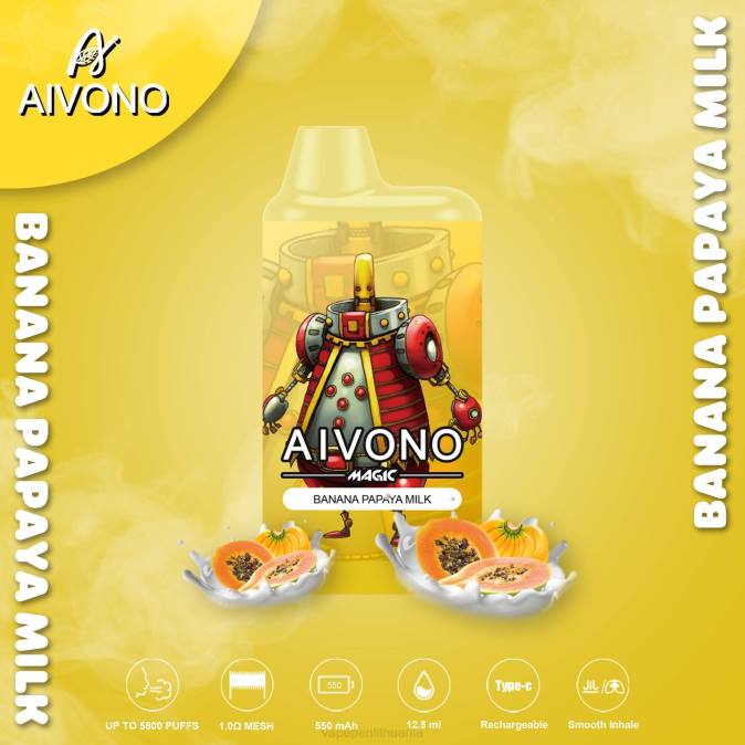 Aivono AIM MAGIC 5800 burnos dėžutės cigaretė bananų papajos pienas D06094 - Vape Pen