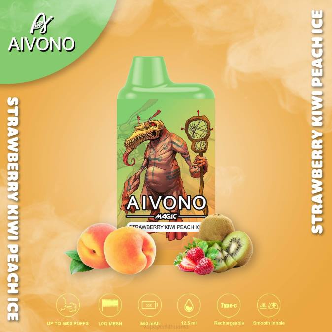 Aivono AIM MAGIC 5800 burnos dėžutės cigaretė braškių kivių persikų ledukai D06096 - Vape Lietuva