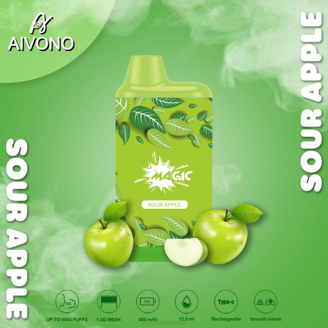Aivono AIM MAGIC 5800 burnos dėžutės cigaretė rūgštus obuolys D06087 - Vape Mod