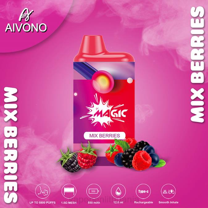 Aivono AIM MAGIC 5800 burnos dėžutės cigaretė sumaišykite uogas D060100 - Vape Skystis