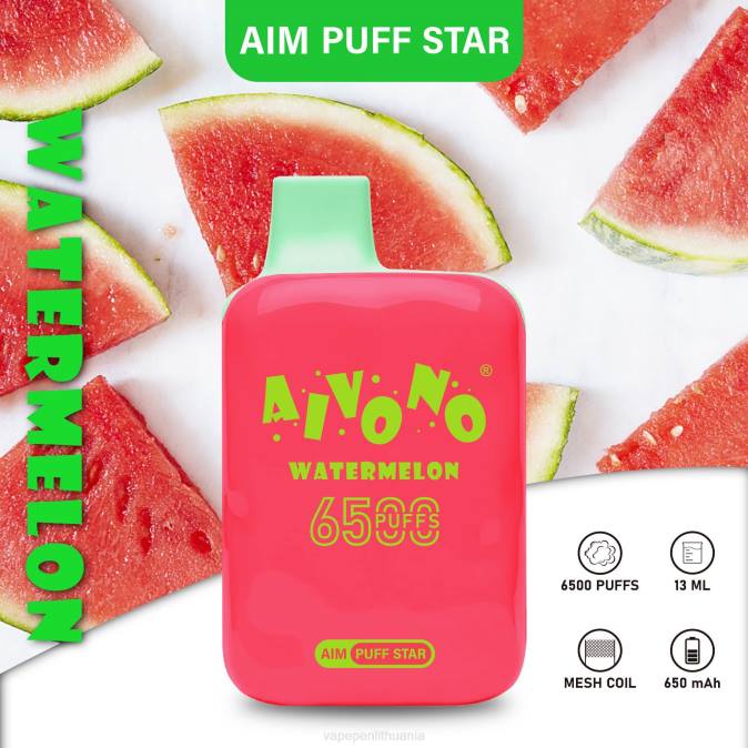 Aivono AIM PUFF STAR 6500 arbūzas D060291 - Vape Lietuva