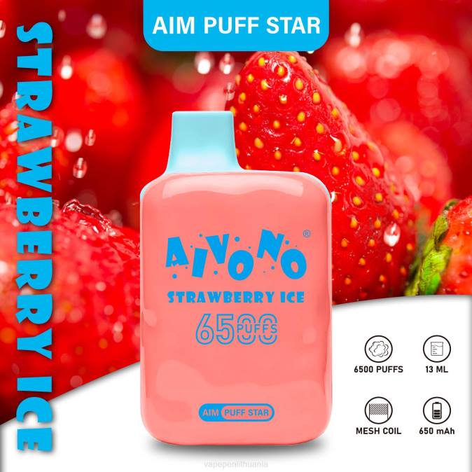 Aivono AIM PUFF STAR 6500 braškių ledų D060288 - Vape Liquid