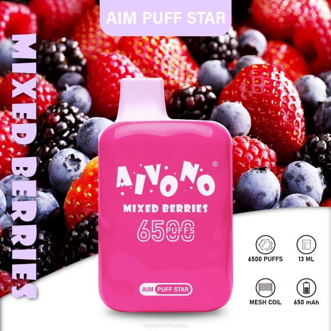Aivono AIM PUFF STAR 6500 mišrios uogos D060290 - Vape Skystis