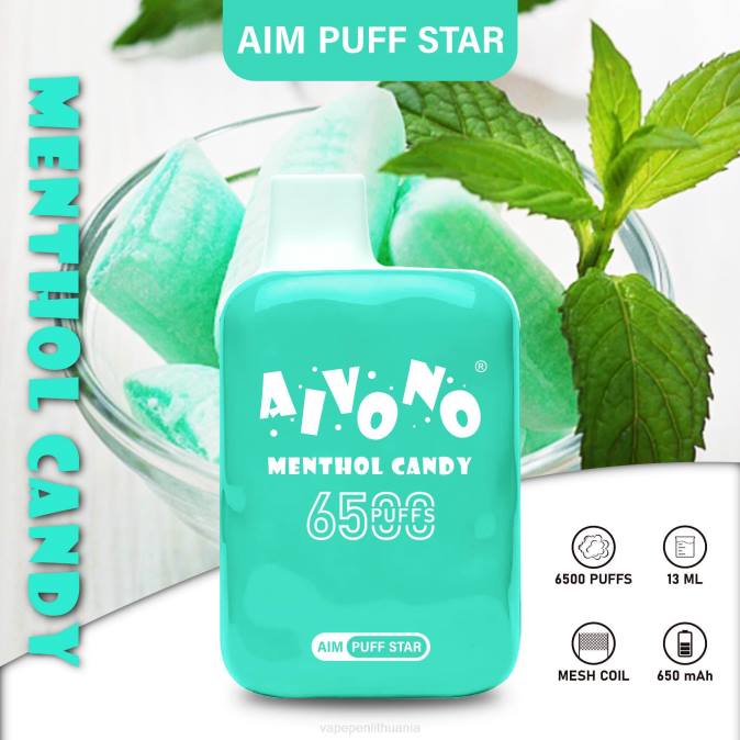 Aivono AIM PUFF STAR 6500 saldainiai su mentoliu D060295 - Vape Skystis