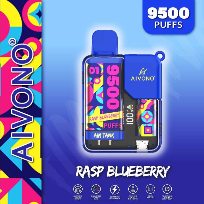 Aivono AIM TANK 9500 avietinė mėlynė D06033 - Vape Liquid