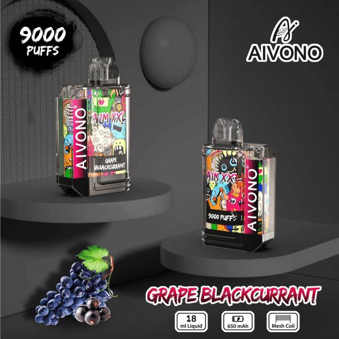 Aivono AIM XXL 9000 burnos lipdukas skaidrus vynuogių juodųjų serbentų D06056 - Vape Lietuva