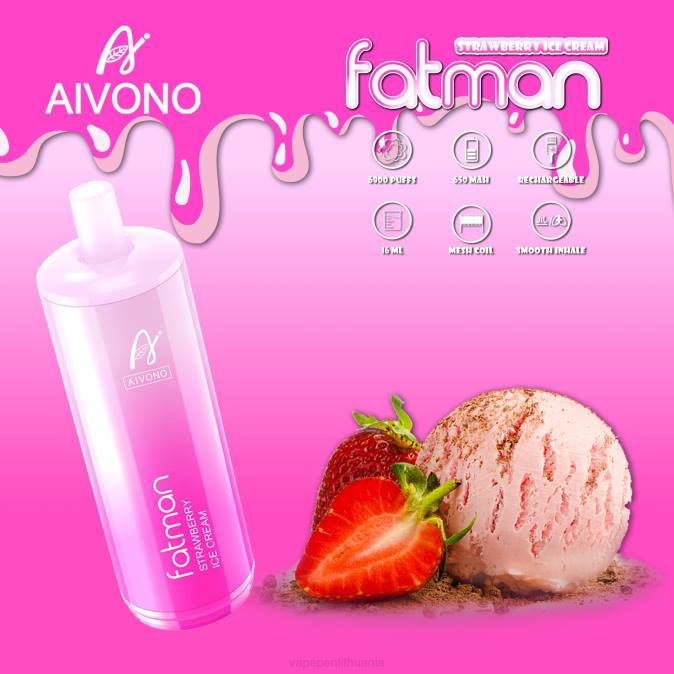 Aivono FATMAN 6800 braškių ledų D06021 - Vape Lietuva