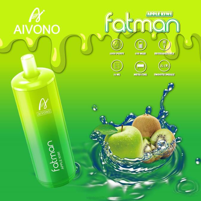 Aivono FATMAN 6800 obuolių kivi D06031 - Vape Lietuva